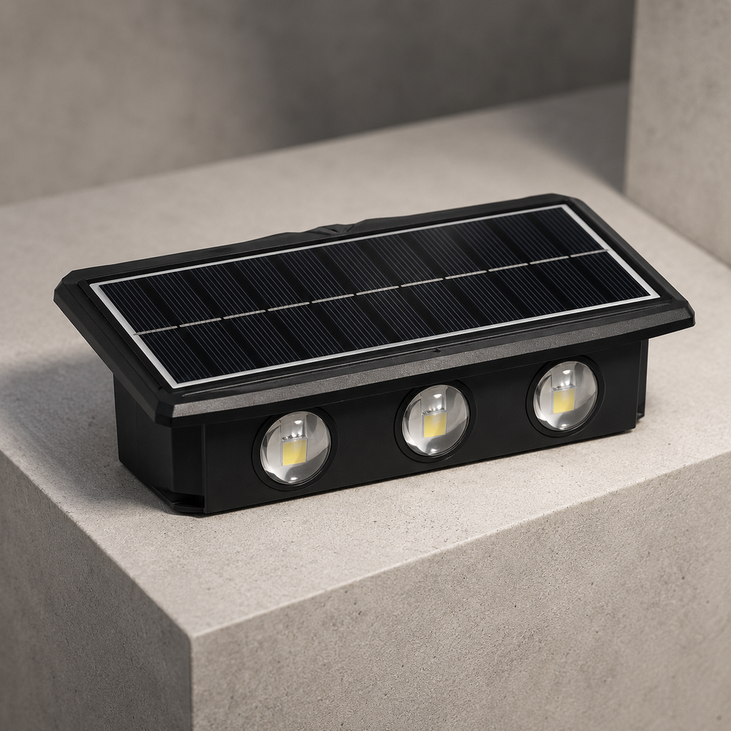 Aplique Solar de Pared Bidireccional para Exterior (Luz Cálida)